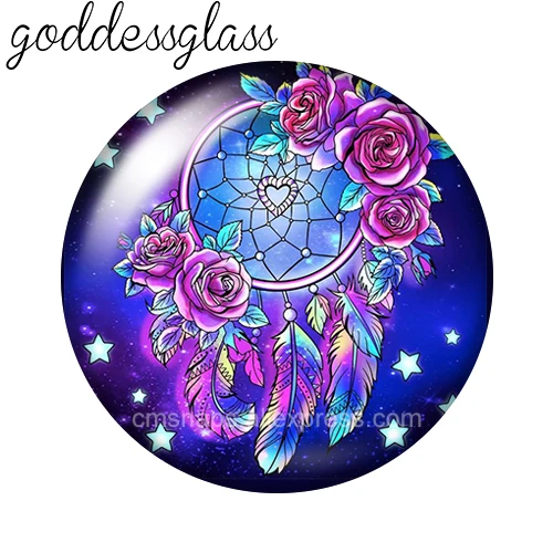 Dream catcher Colored feathers Wind Chime 10pcs 12mm/18mm/20mm/25mm Round photo glass cabochon flat back Making findings Jewelry - Image 5