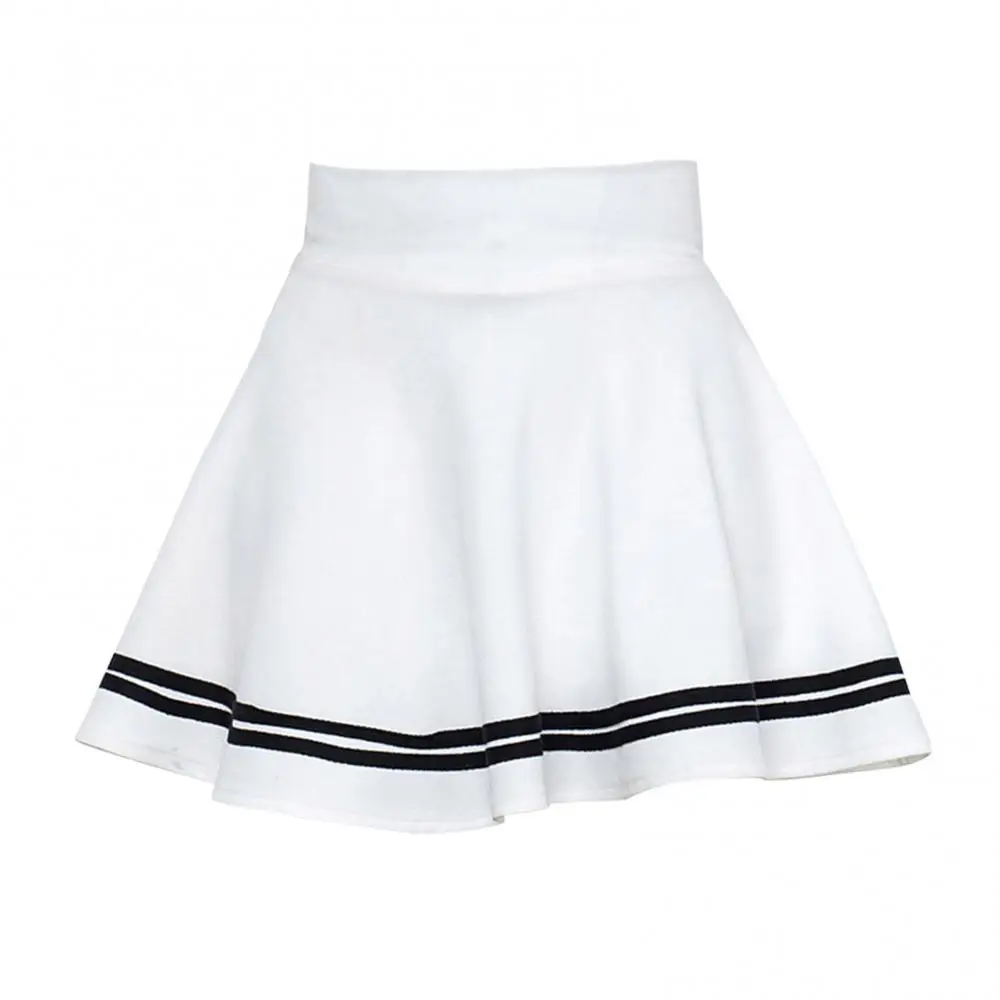 

Pleated Skirt Women Skirt Sexy High Waist Skirts Solid Color Stripe Midi Girls Black White A Line Mini School Uniform Large Size