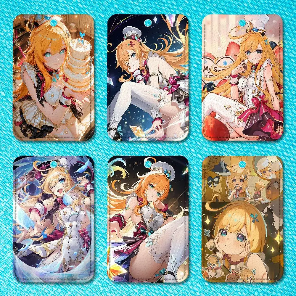 

G-Genshin Escoffier Impact Premium PU Leather Card for Daily Use Holder Card Case with Metal Carabiner Customizable Design