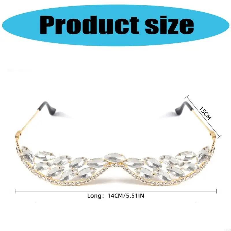 Półramkowe kryształowe okulary przeciwsłoneczne Dżetów Okulary przeciwsłoneczne bez soczewek Kryształowe okulary z ramką w V dla