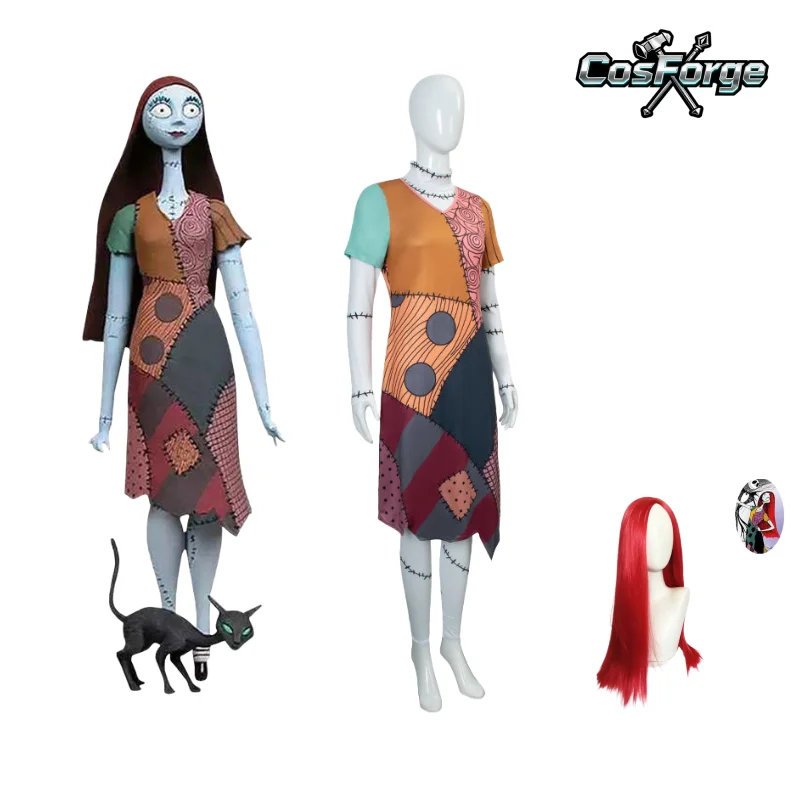 سالي سكيلينجتون ​   أزياء تنكرية كابوس قبل عيد الميلاد شعر مستعار للنساء لحفلات الهالوين كرنفال زي لعب الأدوار