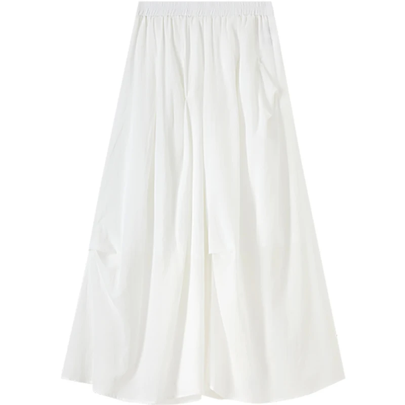 SENTUBILA falda blanca para mujer 2025 verano elegante Casual A-Line faldas plisadas 100% faldas de playa de algodón ropa de mujer W52QA2345