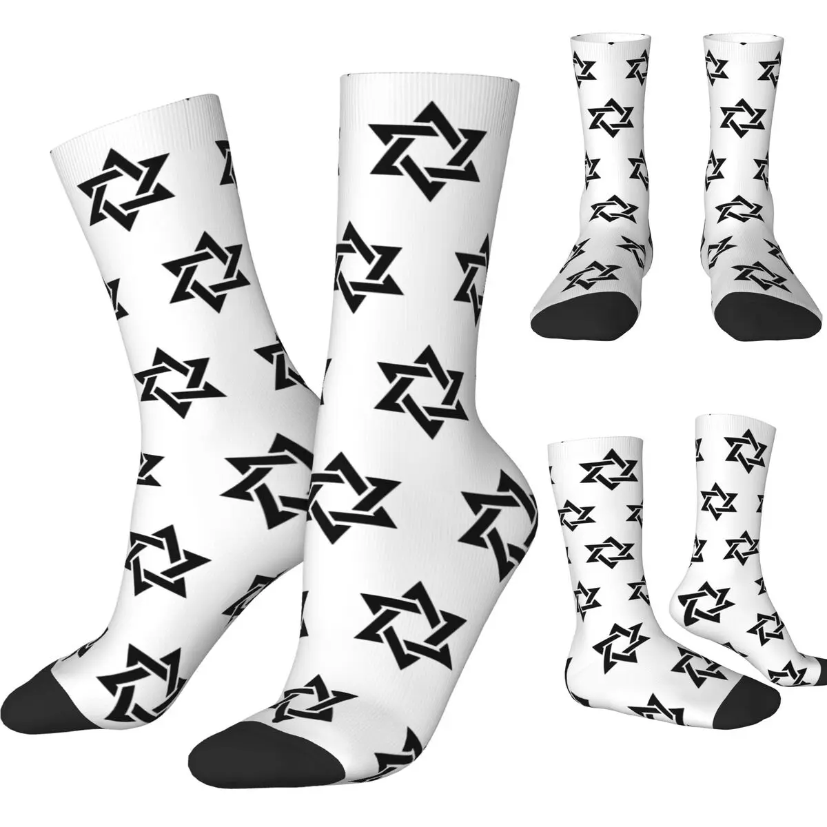 Casual Seal Of Solomon Football Socks Star Of David Israel Polyester Middle Tube Socks for Women Men Sweat Absorbing