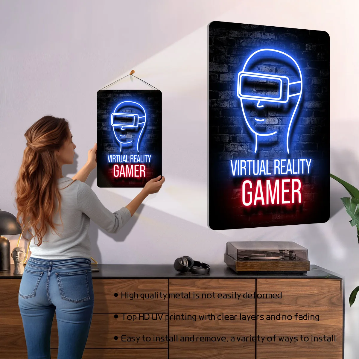 Virtual Reality VR Gaming Metal Poster Garage Decoration Room Customized Metal Tin Signs for Gaming Gamer Room Decoration Retro