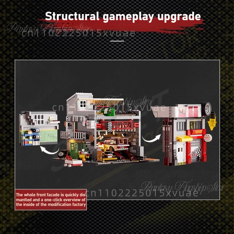 Car Modification Factory Building Blocks American Street Racing Series Architectural Models Street View Collection Holiday Gifts