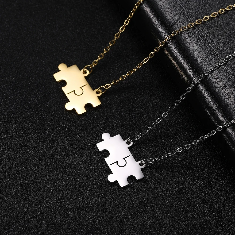 Skyrim Women's Neck Chain Fashion Puzzle Jigsaw Pendant Necklace Stainless Steel Gold Color Choker Party Jewelry Gifts for Lover
