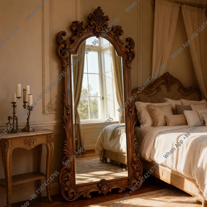X Luxury French Style Light Makeup Mirror Art Bathroom Wall Mirror Floor Mirrors Full Body Home Decor Decorative Mirrors Decor X