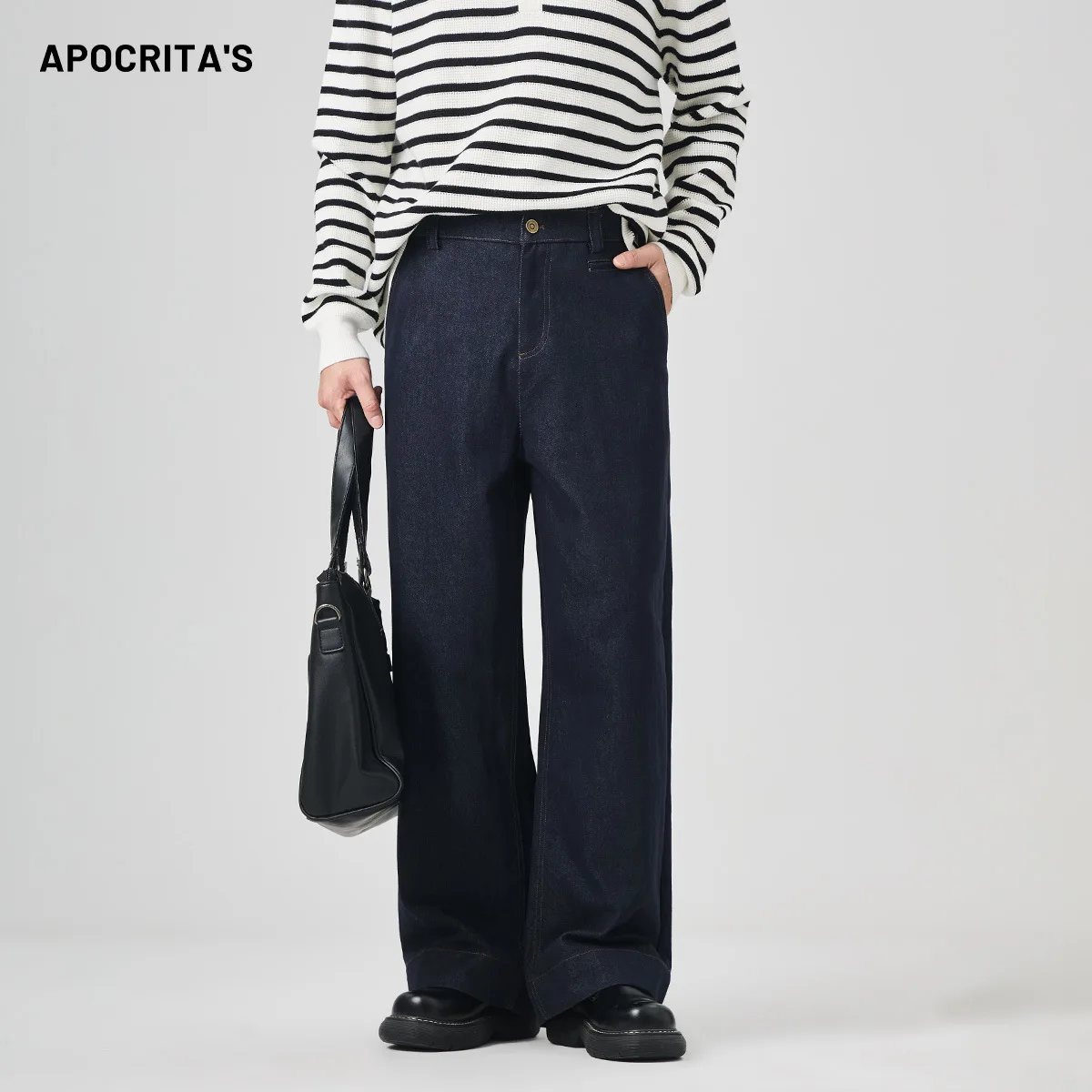 

Men's Casual Loose Wide Leg Pants Autumn Winter Fashion Trend Neutral Style Comfortable Fit Straight Leg Cotton Blend Trousers