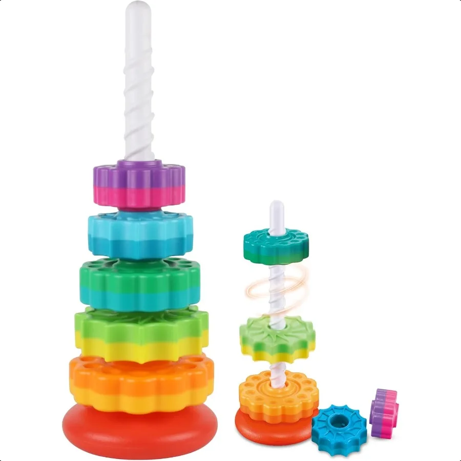 Giocattoli impilabili rotanti per bambini per bambini 13 Arcobaleno Anello impilatore Montori Giocattoli per neonati 612 mesi 1 2 3 Un anno Ragazza Ragazzo