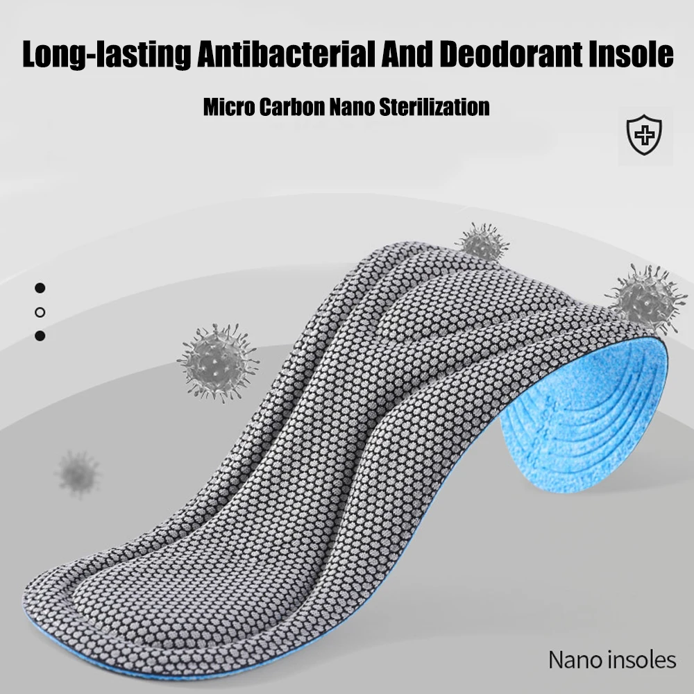 Nano Antibacterial Sport Insoles For Shoes Sneakers Memory Foam Orthopedic Insole Deodorization Sweat Absorption Running Cushion