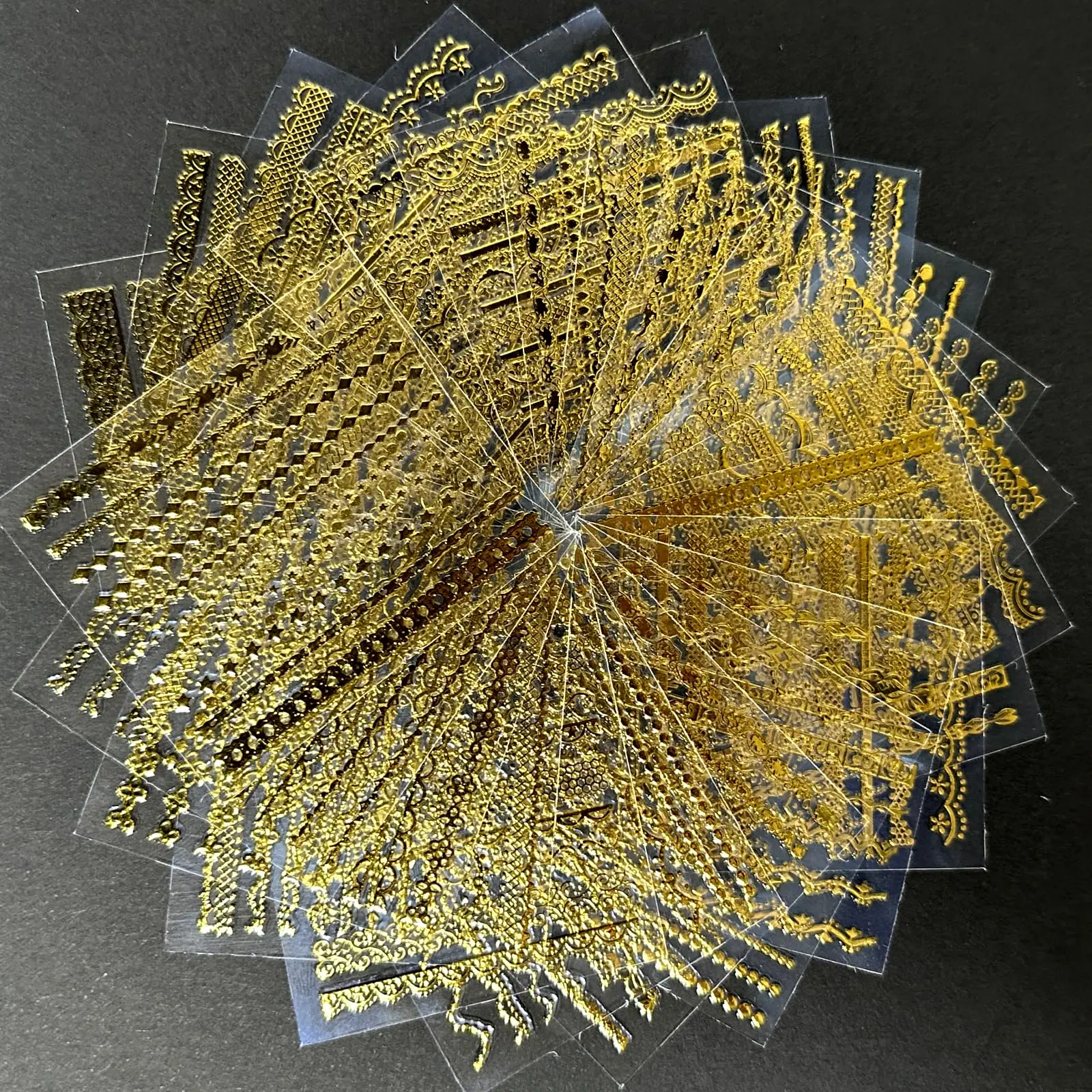 30 Sheets Gold Line Nail Art Stickers Gold Lace Nail Stickers 3D Self-Adhesive Gold Nail Decals Acrylic Nails DIY Design Nail Su image 2