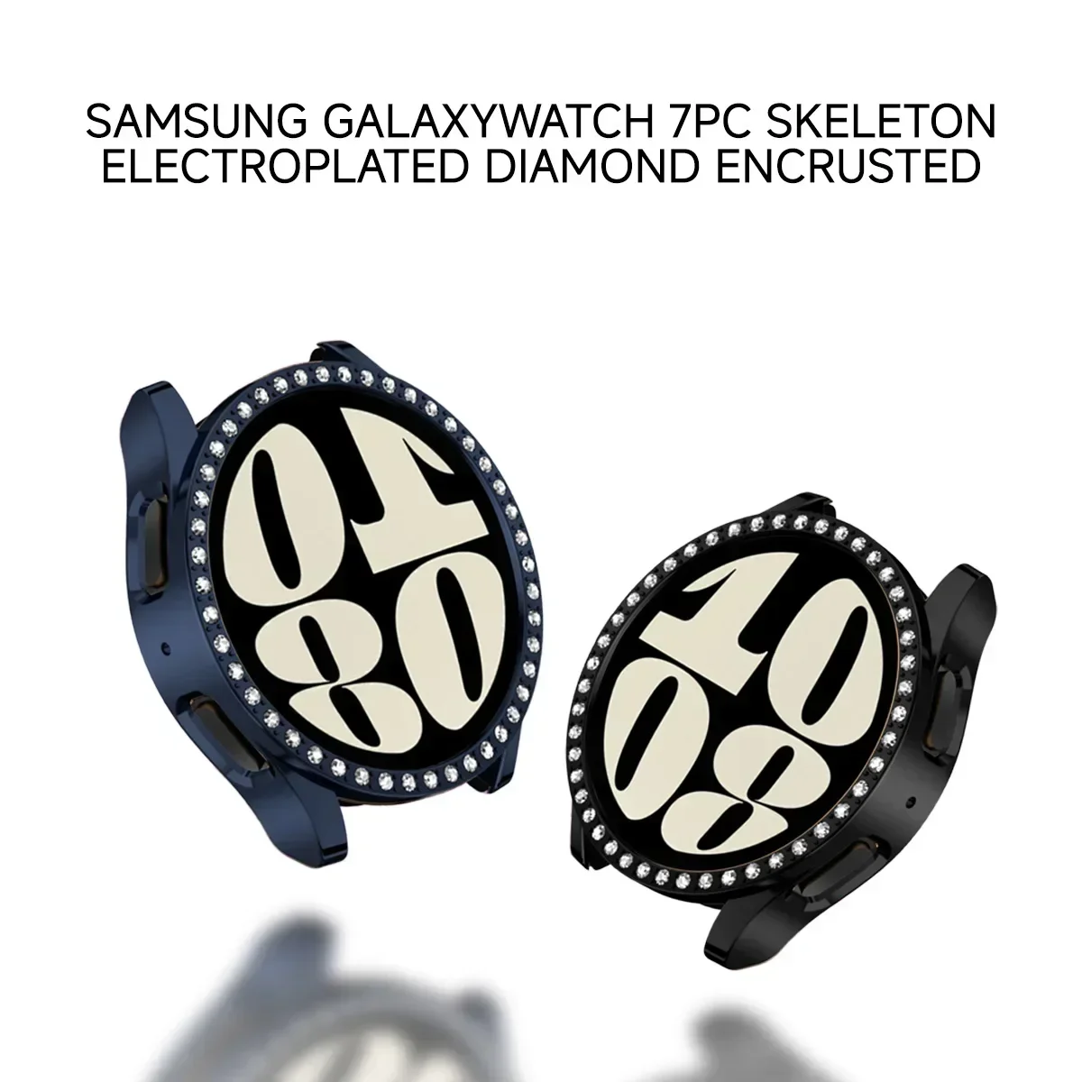 Diamond Case for Samsung Galaxy Watch 6 5 4 40mm 44mm Protective Case PC single row encrusted shiny cover bumper no glass