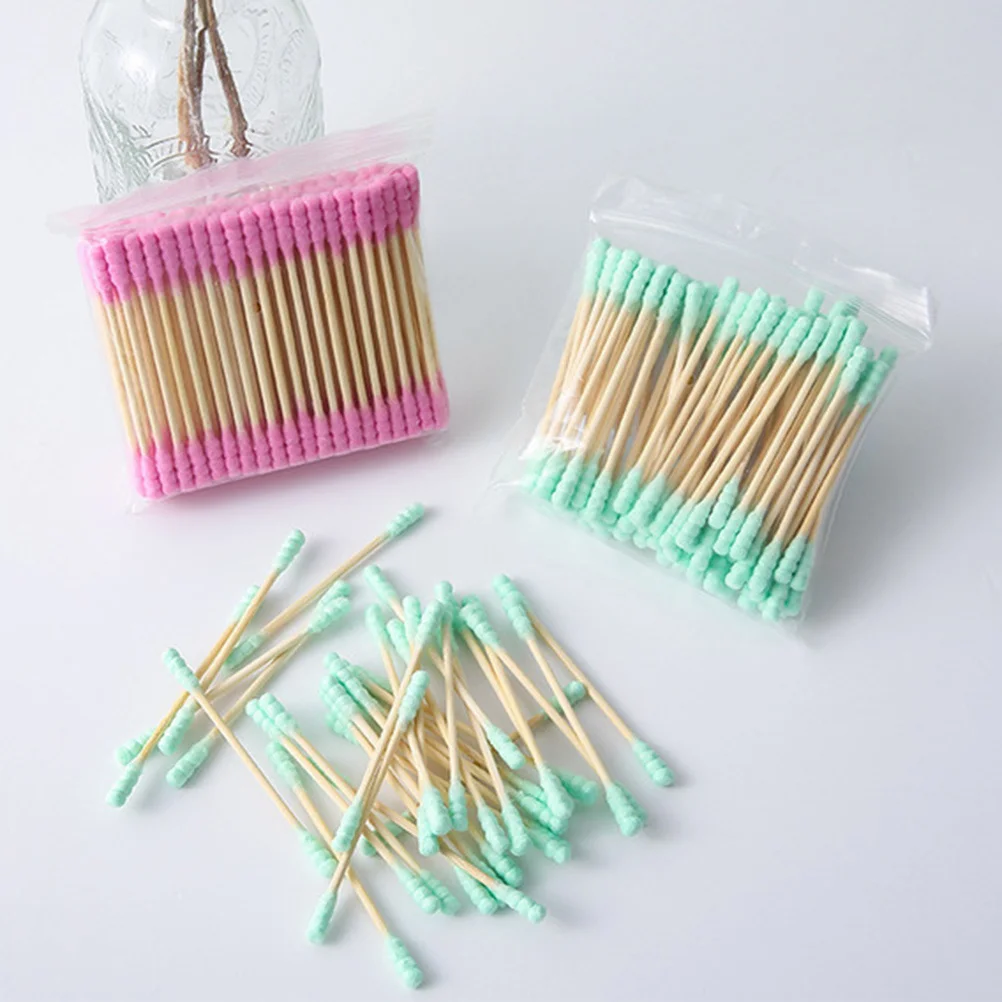1000 Uds hisopos de algodón desechables aplicador de limpieza en espiral de doble cabezal para decoración de uñas maquillaje higiene multiusos estéril