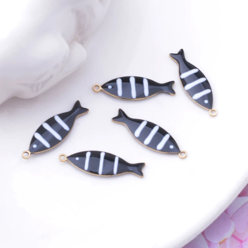 20pcs Copper Dripping oil Small Fish Charms Two-sided Enamelled Fishes Pendant Cute DIY Jewelry Earrings Necklace Making