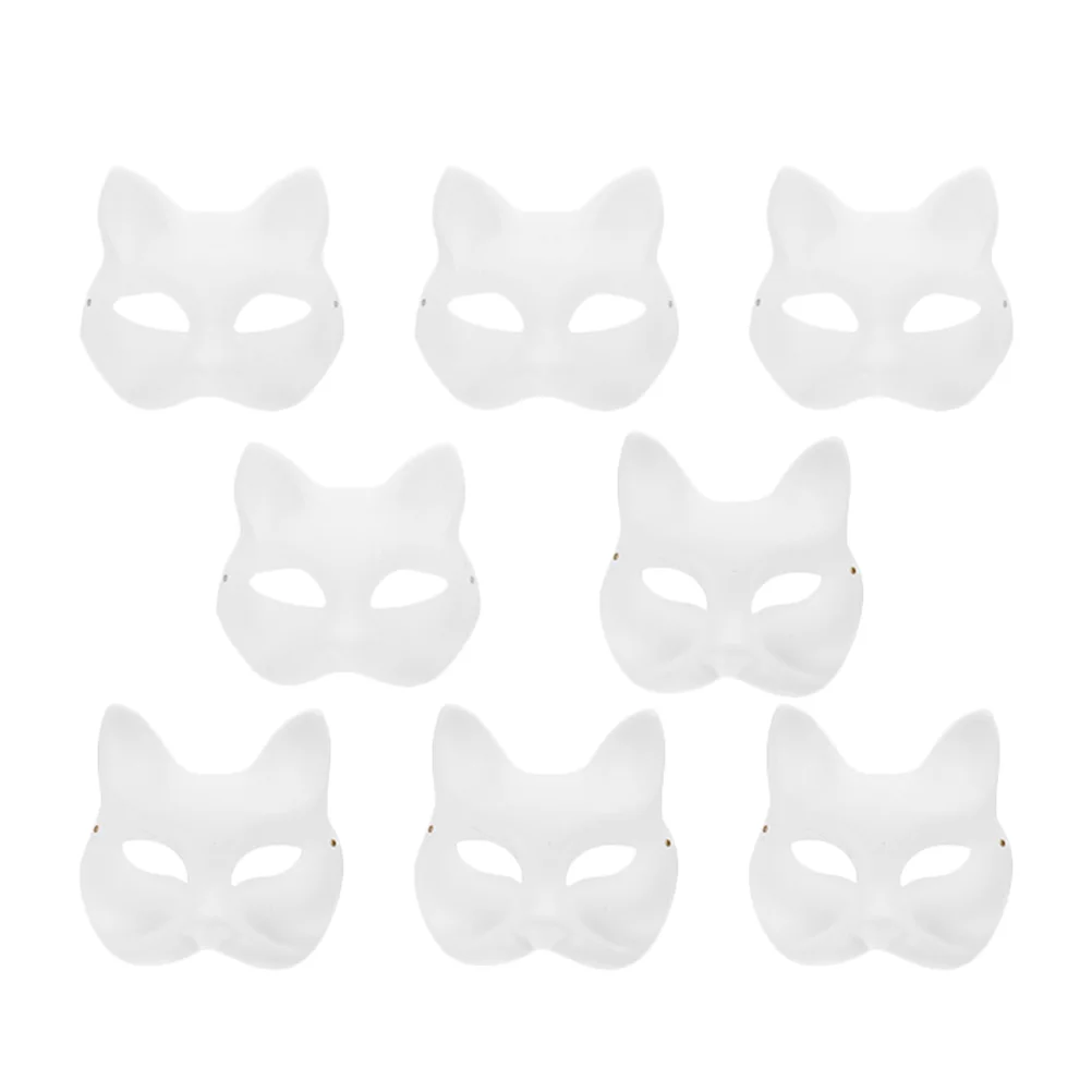 Animal Fox Pulp Halloween Mask, Decoração Simples, Decore Máscaras De Papel, Trajes De Prop Branco