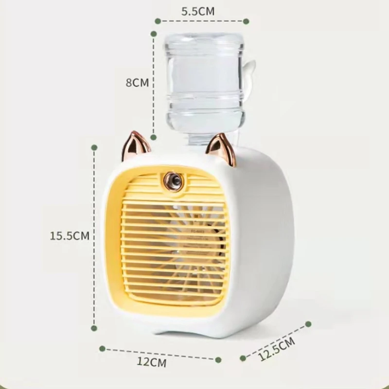 1200Mah Mini Air Conditioner Portable Desktop Fan Humidifier Purifier 3 Speed 2 Mode Spray USB Table Fan Car Home