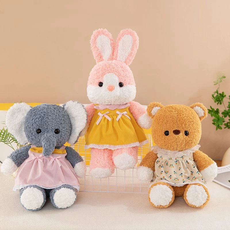 

New Running Rabbit Elephant Plush Toys Children's Sleeping Comfort Dressing Animal Dolls Birthday and Christmas Gifts for Kid