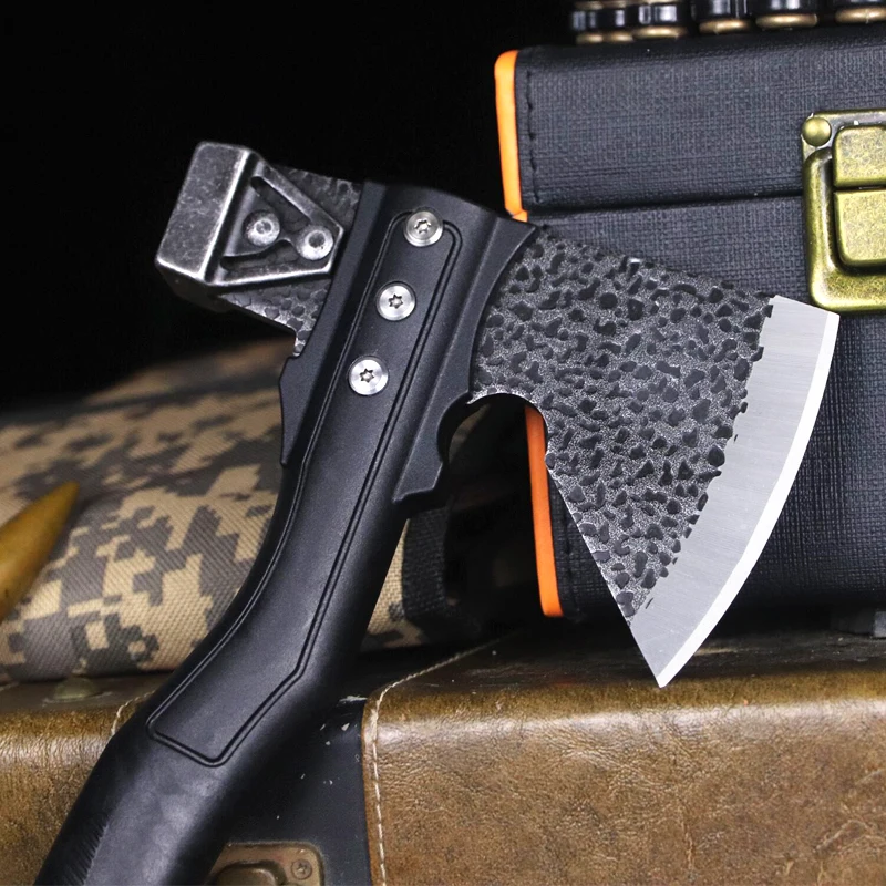 Đen Cắm Trại Chiến Thuật Axe ABS Tay Cầm Đa Năng Ngoài Trời Khai Thác Gỗ Axe Họ, Nhóm Ngoài Trời Xe Axe + Nylon tay Áo