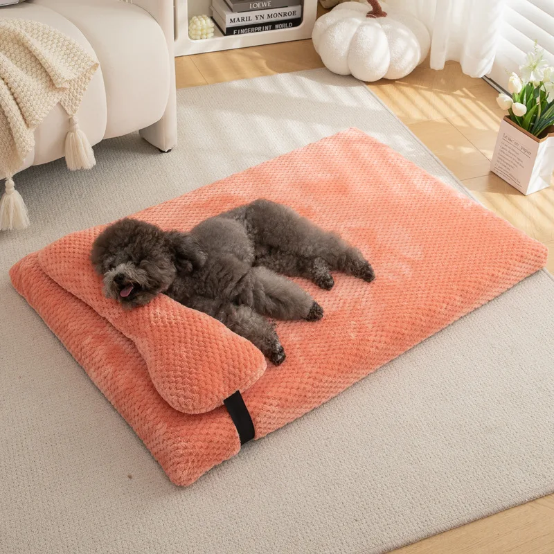 Cat Mat Bed Plush Couch Sleep Pad Pet Winter Beds Pet Cat Floor Pad Soft Sleep Pad for Dog Kitten Soft Sleeping Dog Plush Mat