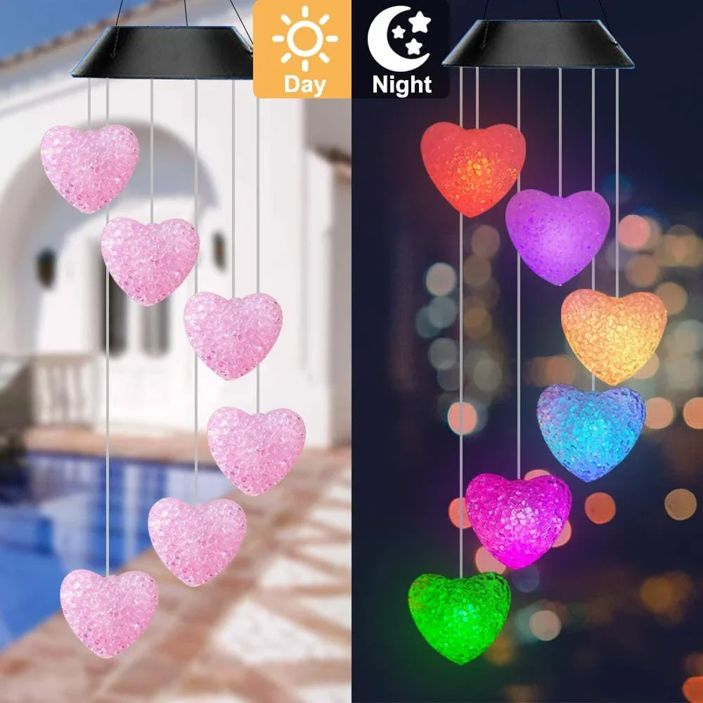 

LED Solar Wind Chime Lights Outdoor Waterproof Sunlight Windchime Butterfly Solar Powered Led Lighting for Garden Decoration