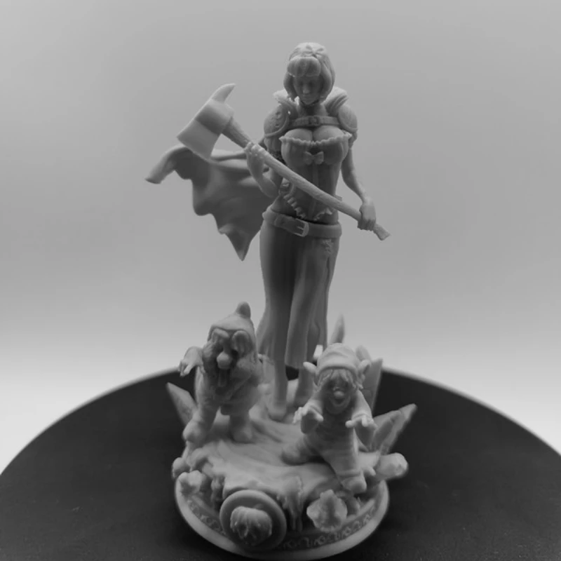 Het gewelddadige meisje met een bijl 1/24 schaal harsmodel montagekit ongemonteerd en ongeverfd standbeeld speelgoed