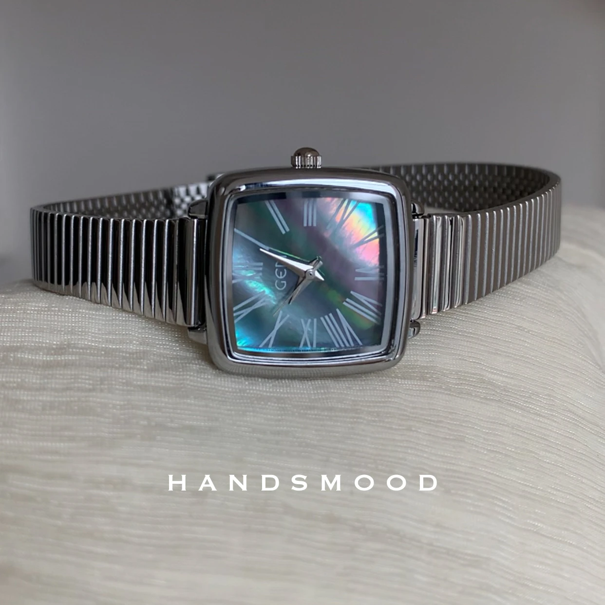 Orologio di lusso di alta qualità Romano blu moterof perla quadrata argento bambù orologio da donna di fascia alta moda orologio al quarzo regalo femminile