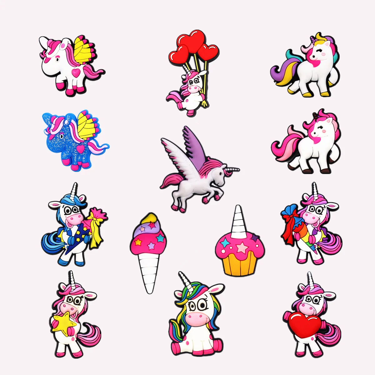 

Роскошные 3D Подвески для обуви в виде единорога, дизайнерские искусственные украшения из ПВХ, подходят для Croc JIBZ, детские подарки F29AL