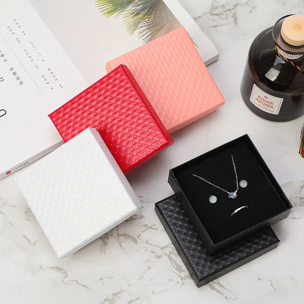 4Pcs Jewelry Gift Boxes Cardboard Small Organizer Ring Earring Necklace Storage Portable Travel Case Cardboard Jewelry Box