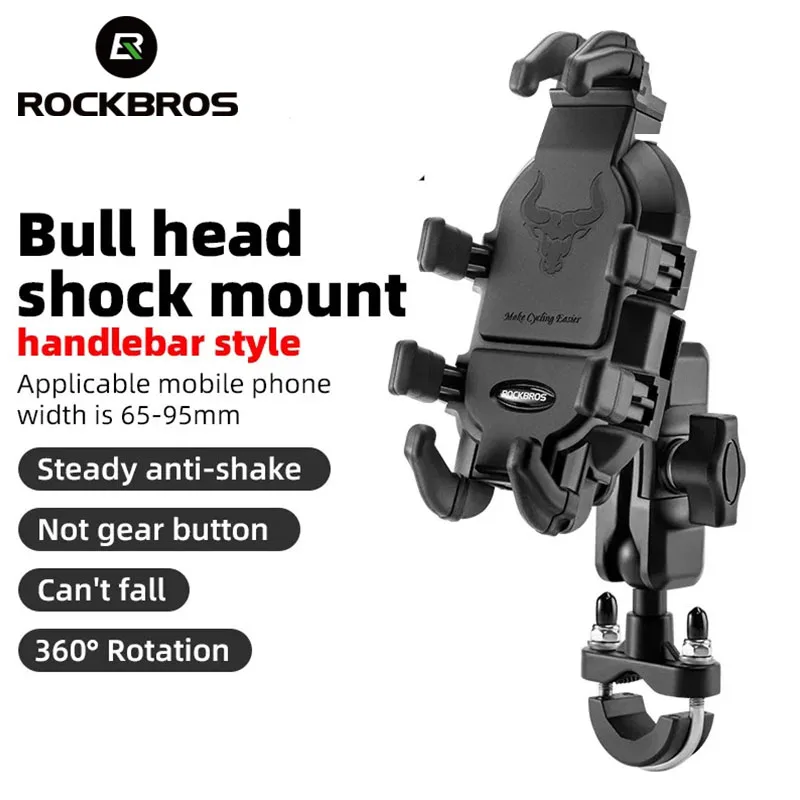 ROCKBROS Motorcycle Phone Holder Nonslip Phone Holder Rotatable  Adjustable  Aluminum Cycling Phone Stand Motorcycle Holder