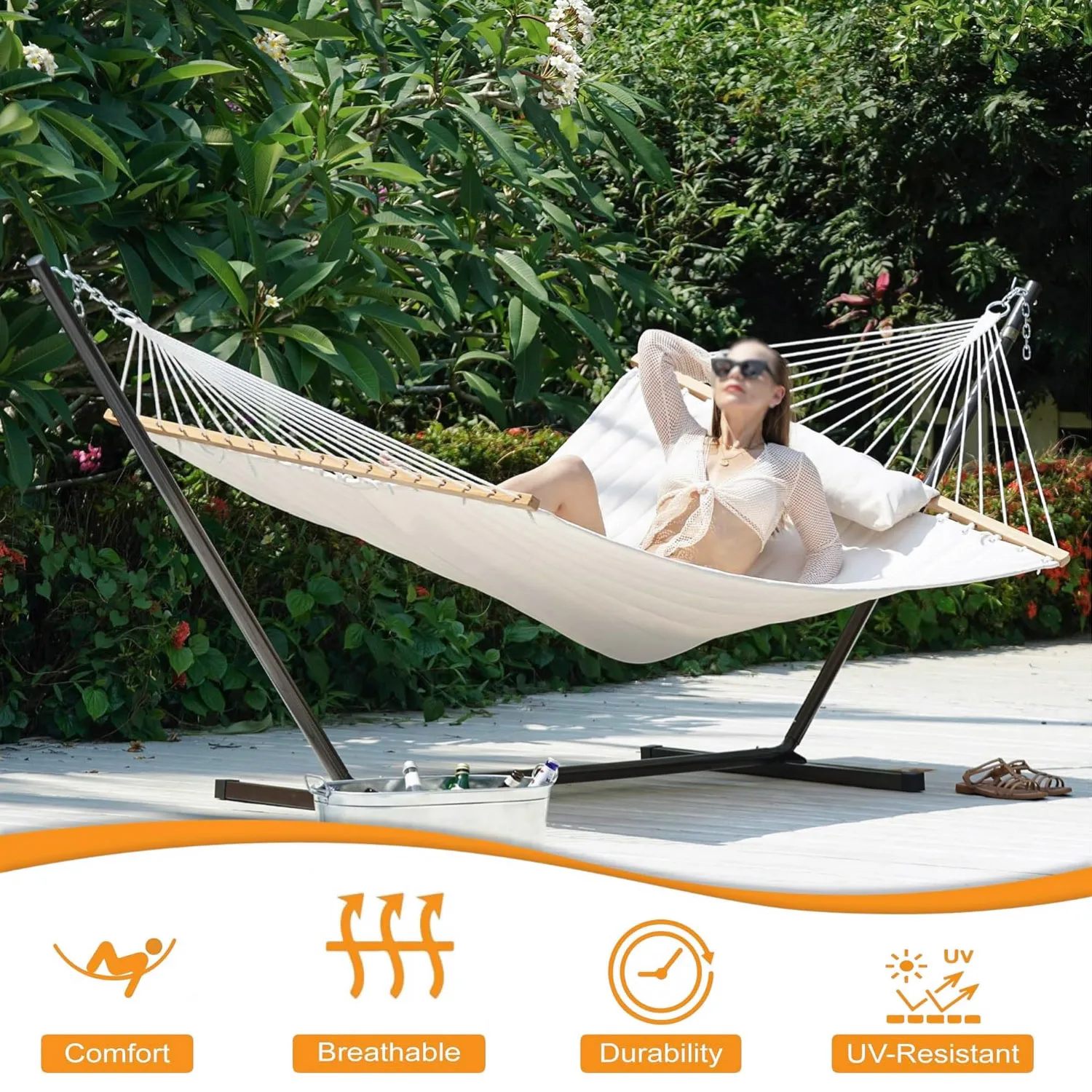 Supports Base For Garden Tube Hammocks Stand Mount Foldable Portable Brackets With Support Outdoor Camping Patio Furniture Set 2