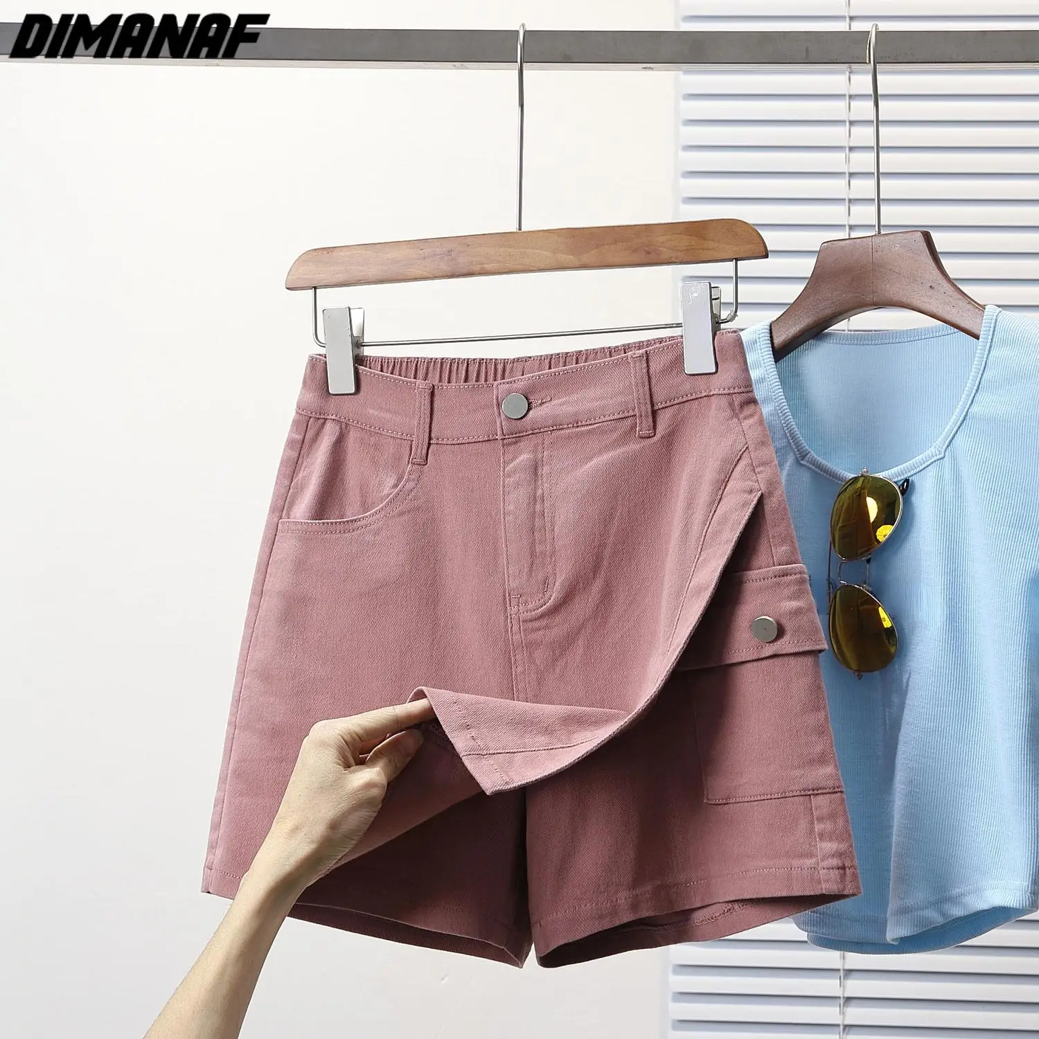 Dimanaf Plus Size 2024 Women Pants Summer 5XL Loose Short Jeans Denim Oversize Elastic Waist Pants Basic Shorts