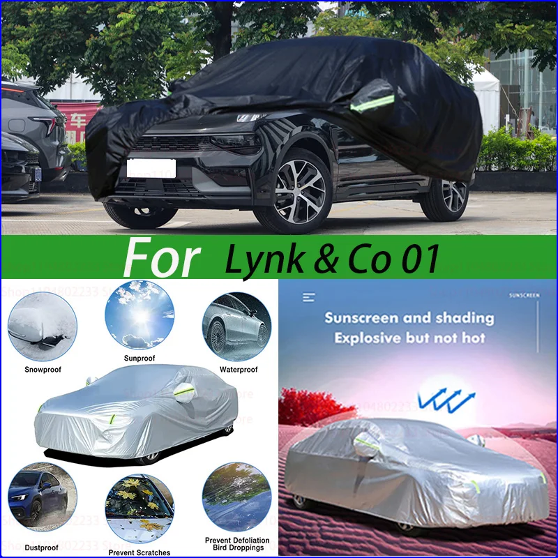 

Full Car Cover For Lynk & Co 01 Outdoor Sun Shade Anti-UV Rain Snow Wind Protection Waterproof Auto Cover