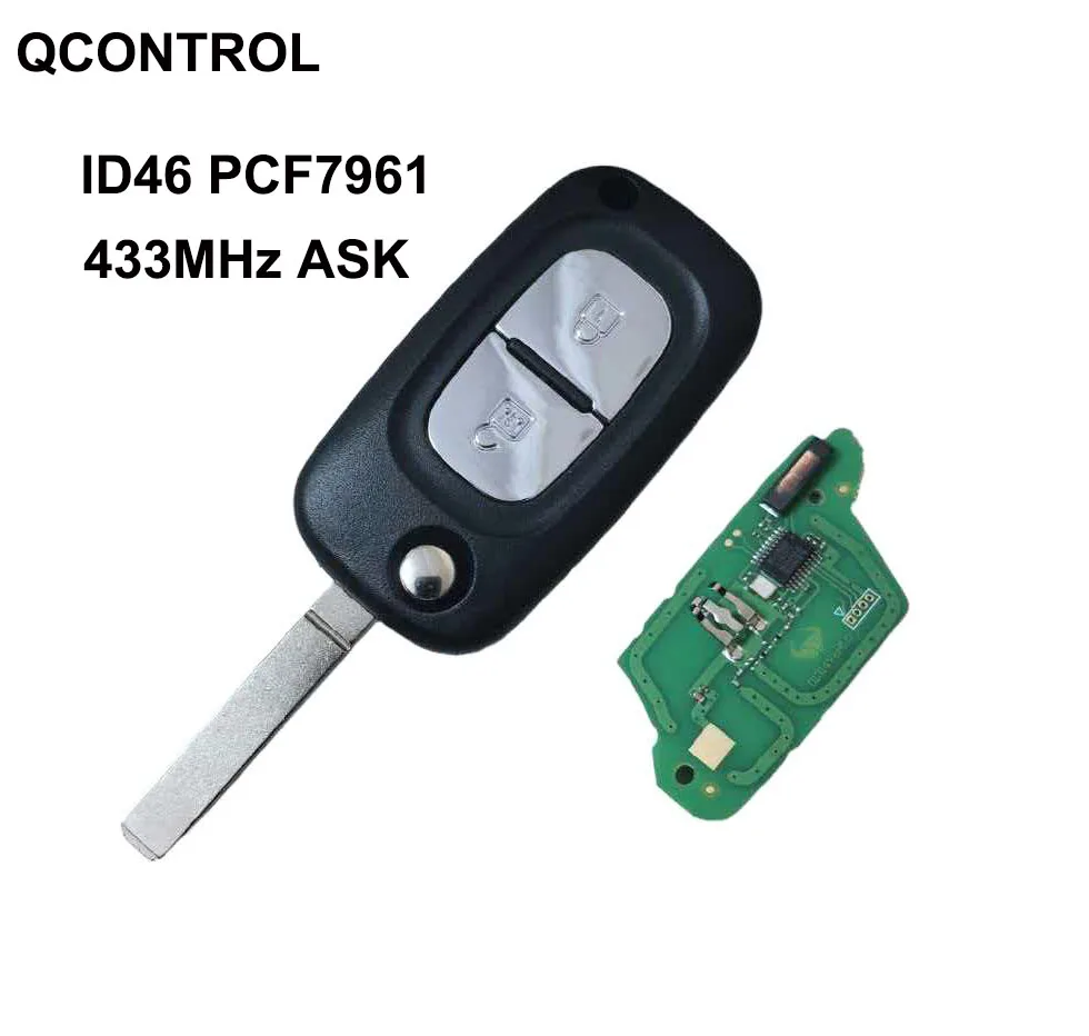 

QCONTROL автомобильный брелок с дистанционным управлением для Mercedes Benz Smart Auto Control Alarm 433 МГц ID46/PCF7961A с лезвием VA2
