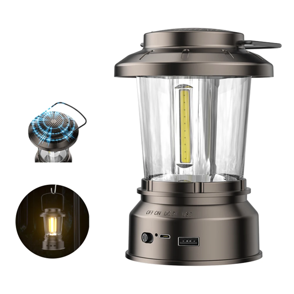 C2 Retro Lantern Outdoor Camping altoparlante compatibile con Bluetooth lampada da tenda USB ricaricabile Home Night torcia di emergenza