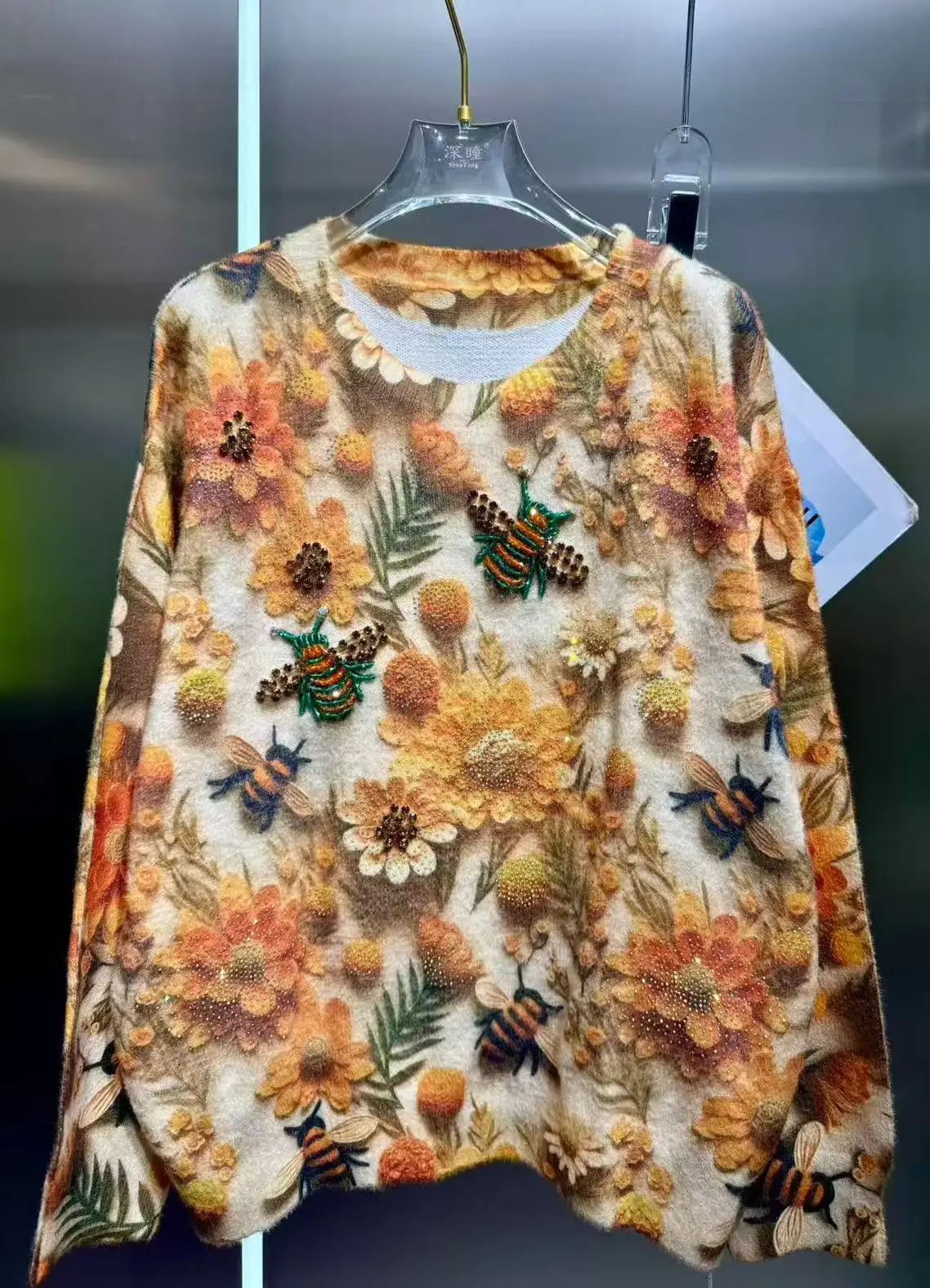 Suéter de punto con piedras de cristal brillantes para mujer, suéteres de otoño/invierno, Jersey de punto nuevo, prendas de vestir, suéter, ropa femenina