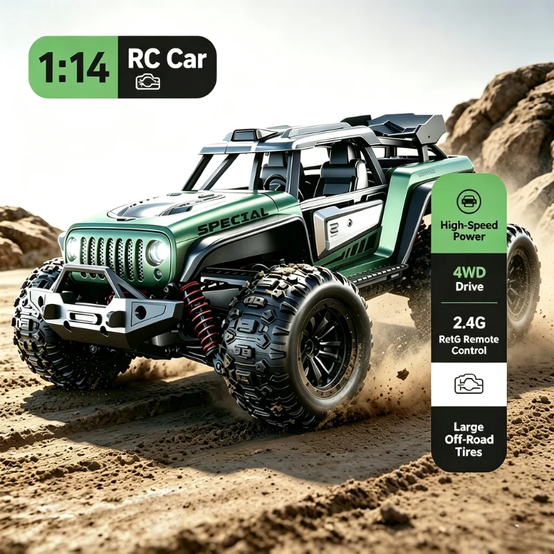 JJRC C8837 C8838 1/14 RC Car 4WD 2.4G Remote Control High Speed Off-Road RC Truck LED Smart RC Toys Hobby Gift for Kids
