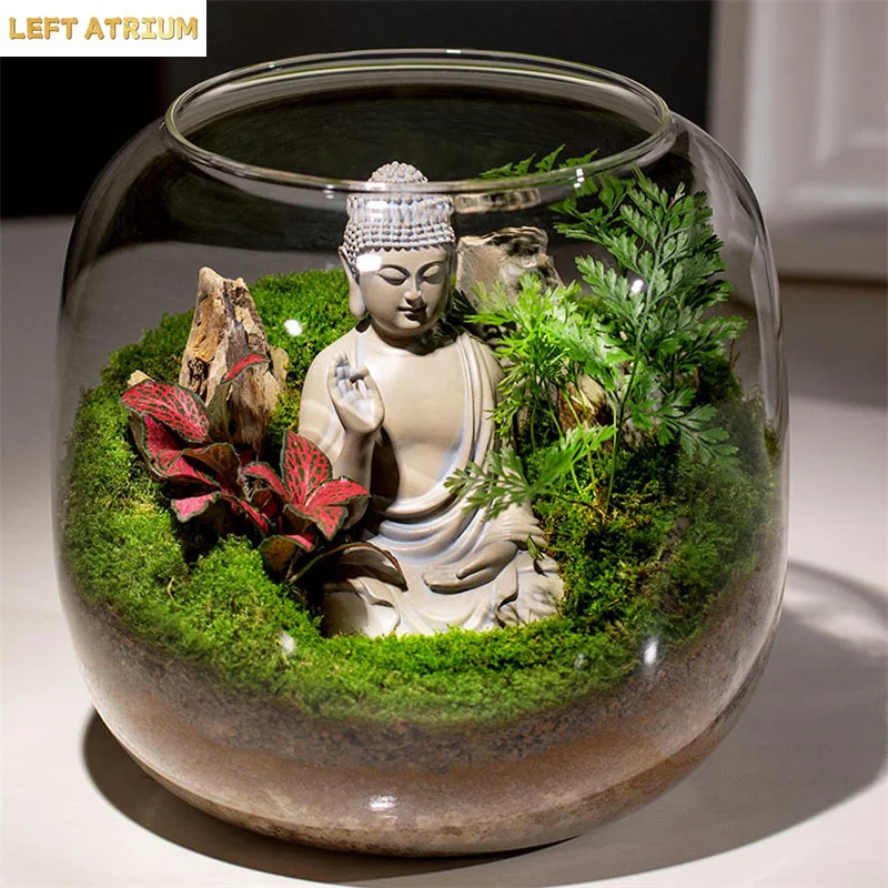 Micro Landscape Moss Glass Bottle Succulent Plant Container Glass Terrarium DIY Scenes Vase Decorative Jar Desktop Decor