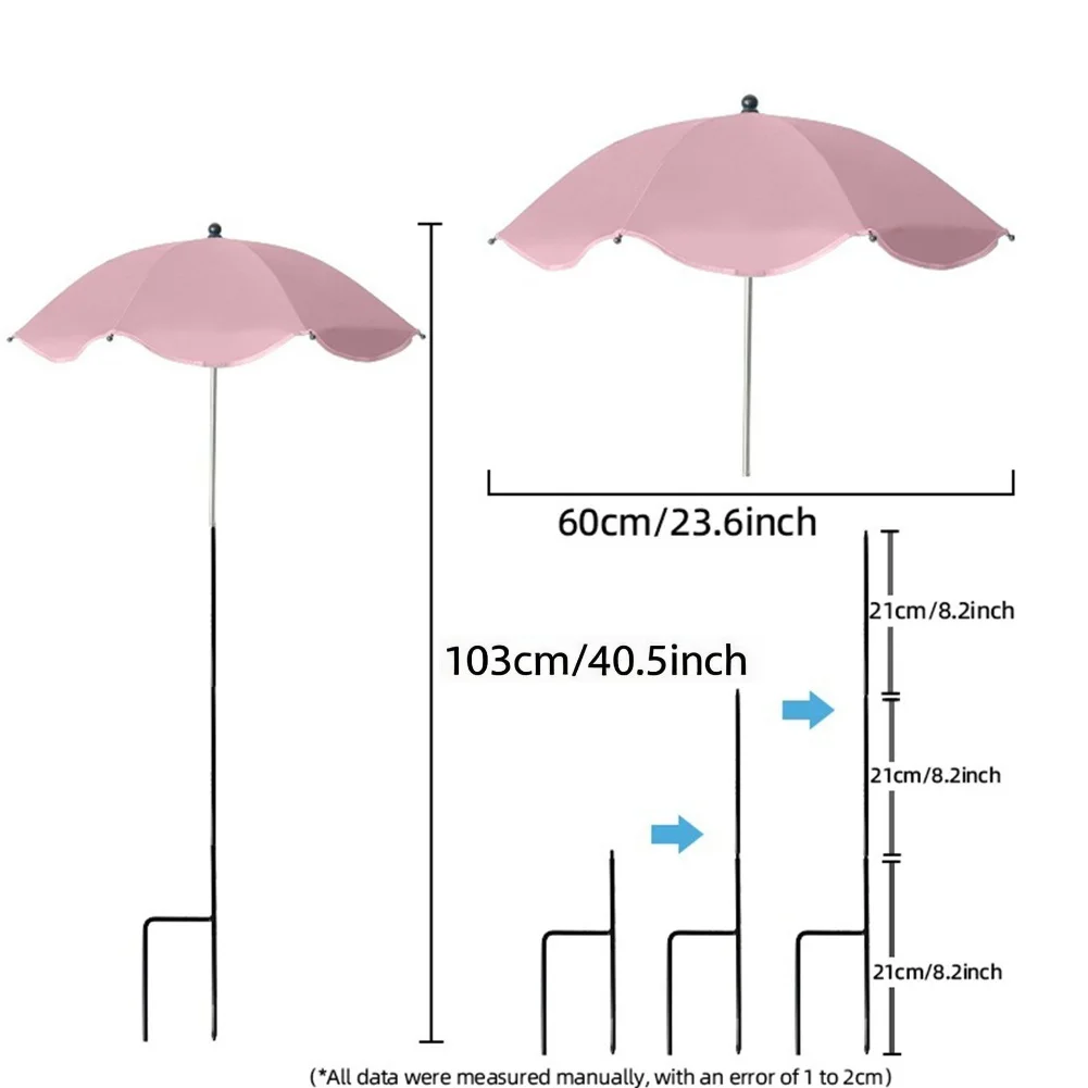 Plant Shade Umbrella for Outdoor Use Adjustable Height 60x103cm Polyester Fabric Metal Frame for Potted Flowers Beds