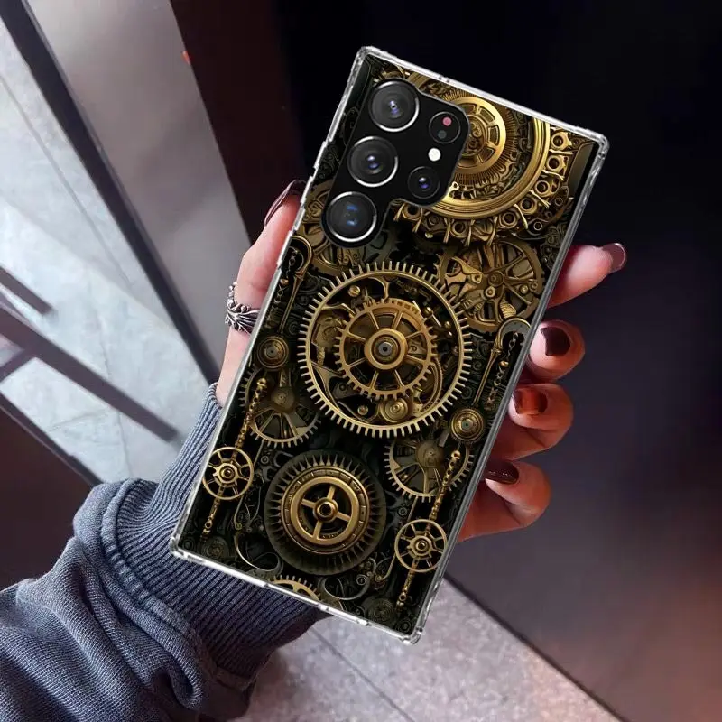 Steampunk Gear Mechanical Phone Case for Samsung Galaxy S24 S23 S22 Plus S21 FE S20 Ultra S10 S10E S9 S8 + Soft Cover Print Fund