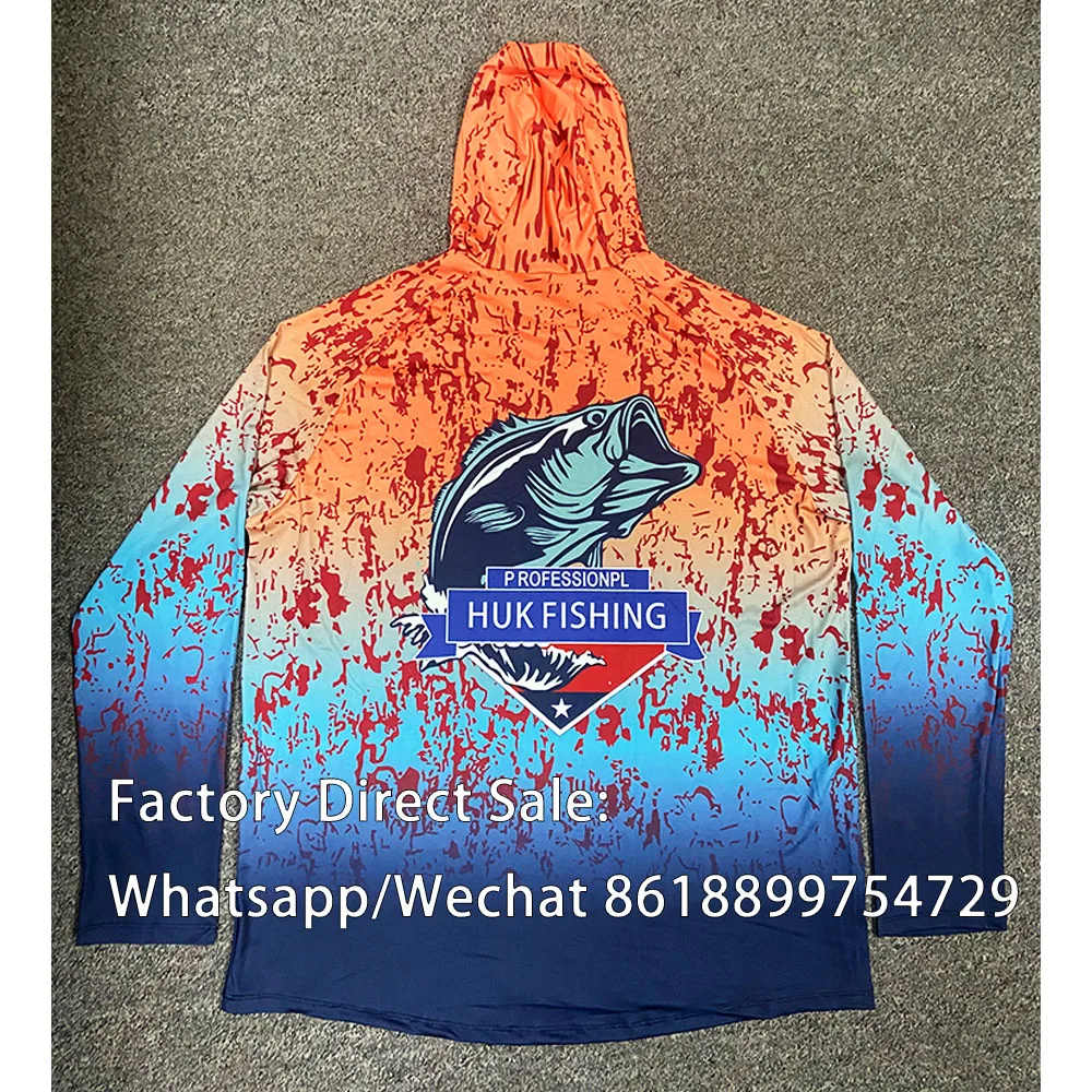Capuz caudas rasas Camisa de pesca profissional para homens, capuz manga longa, camiseta respirável, vestuário de proteção UV, UPF50 Plus