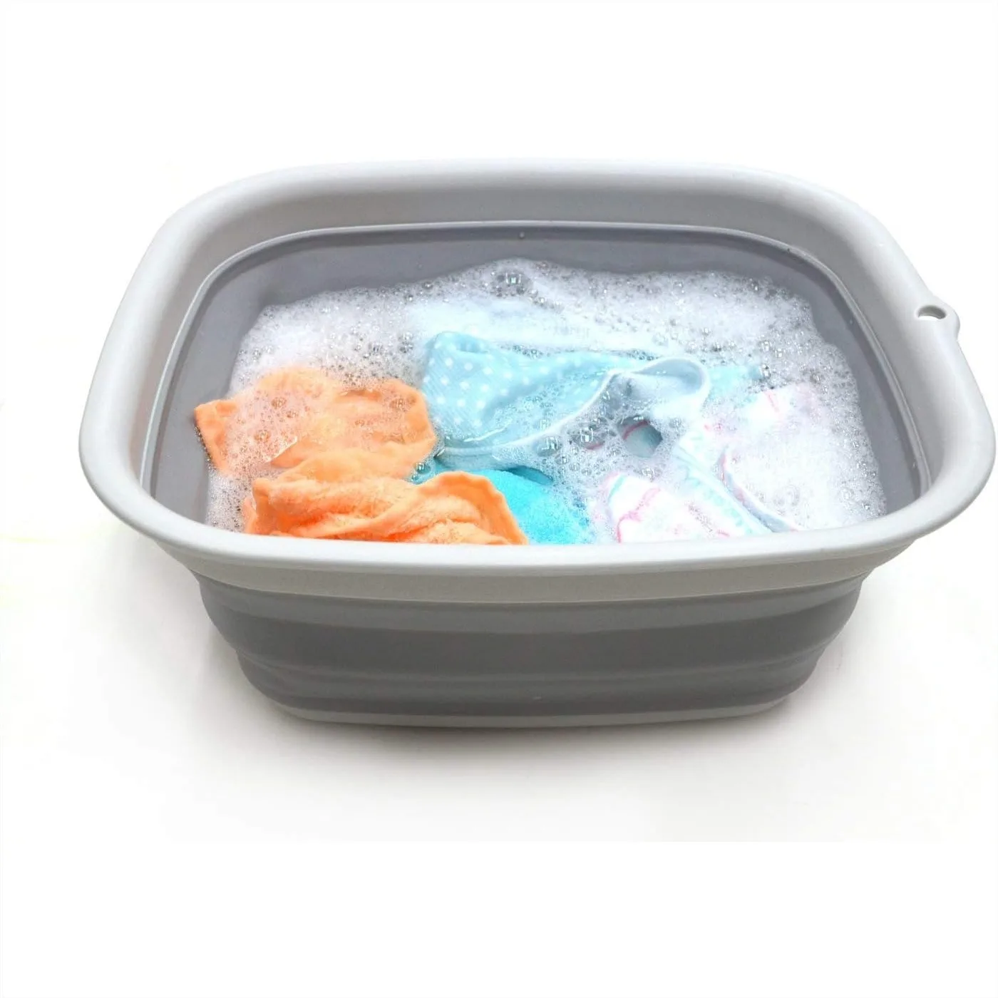 

Collapsible Tub 2.5 Gallon Foldable Dish Basin for Camping and Kitchen, Space Saving Plastic Washtub with Hanging Hole