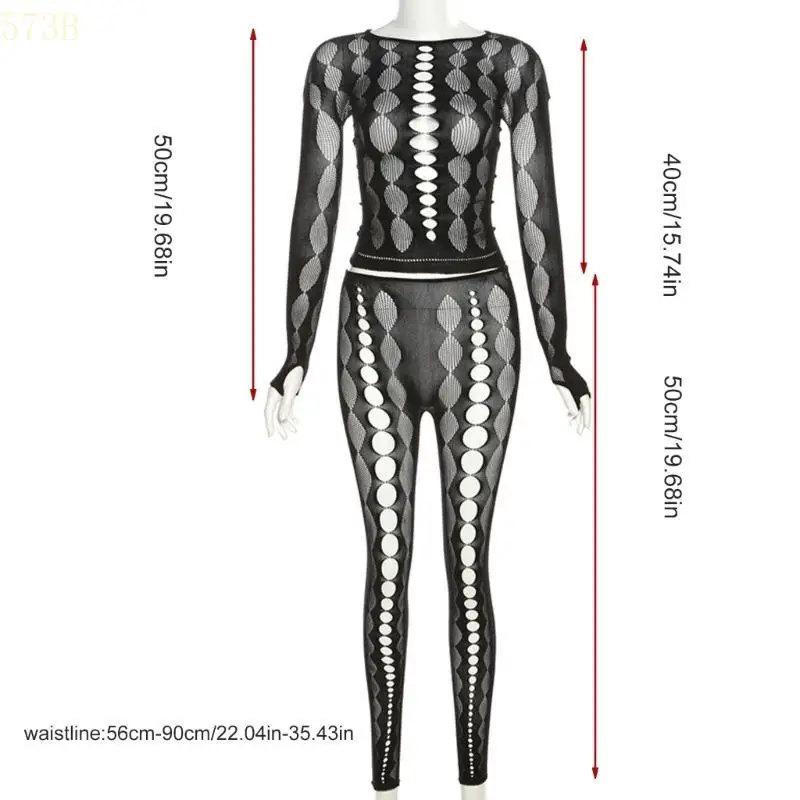 

573B Comfortable Nylon Mesh Pants and Long Sleeve Top Set For Various Occasion