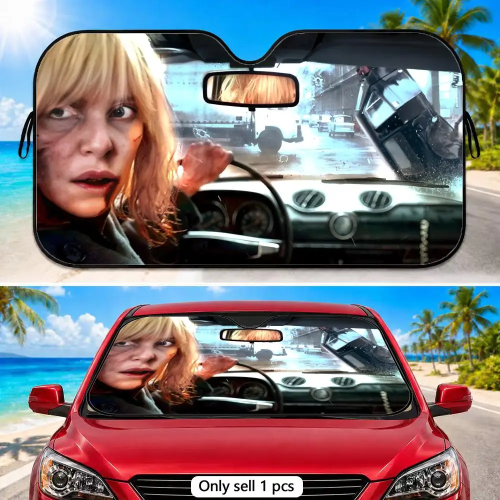 

A-Atomic Blonde Driving Sun Visor Car Front Window Windshield Sunshade Five-Layer Aluminum Foil UV Protector Heat Shield