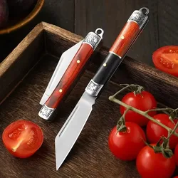 1pc stainless steel outdoor folding knife, portable EDC camping pocket knife, suitable for the kitchen, travel fruit knife