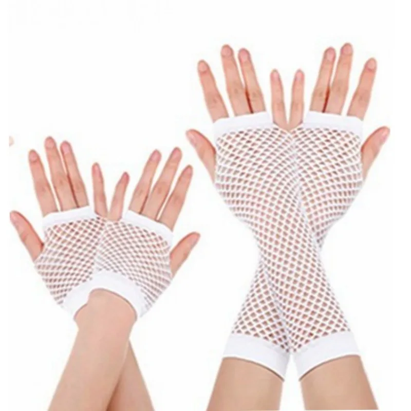 Womens Sexy Mesh Lace Fingerless Long Fishnet Gloves Black Girls Wedding Dance Gothic Punk Rock Costume Festival Gloves Mittens