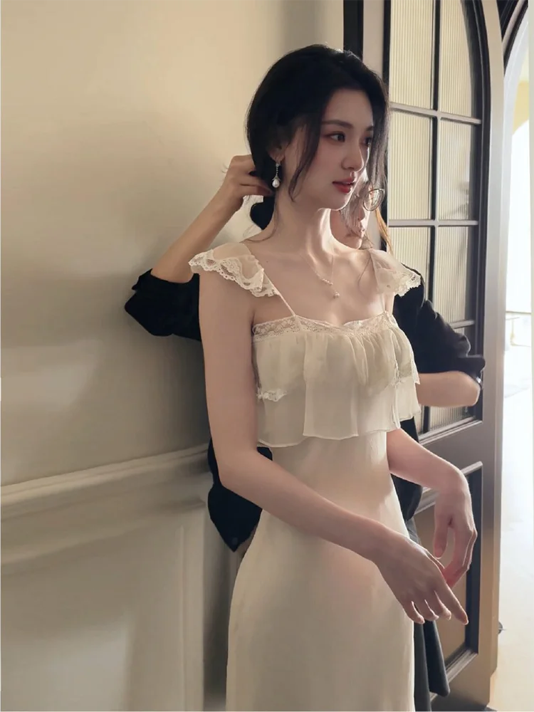 

Pure Desire Lace Strap Dress Women's Summer Beautiful Waist-Cut Long Dress Holiday Style Absolutely Beautiful Skirt