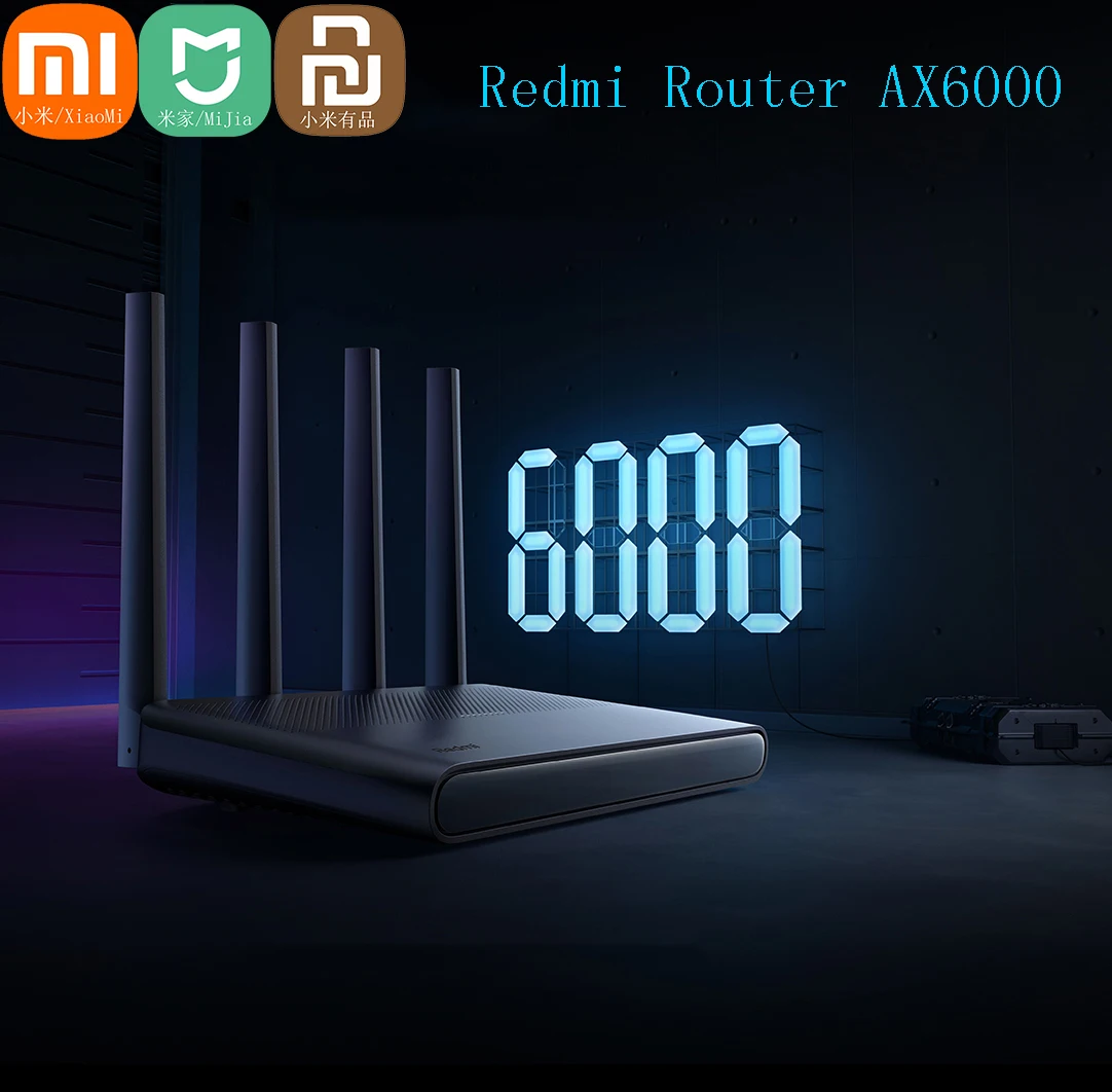 Xiaomi Redmi Router AX6000 6000M WiFi 6 512MB Quad-core CPU VPN IPTV Mesh Repeater External Signal Mijia Network Amplifier