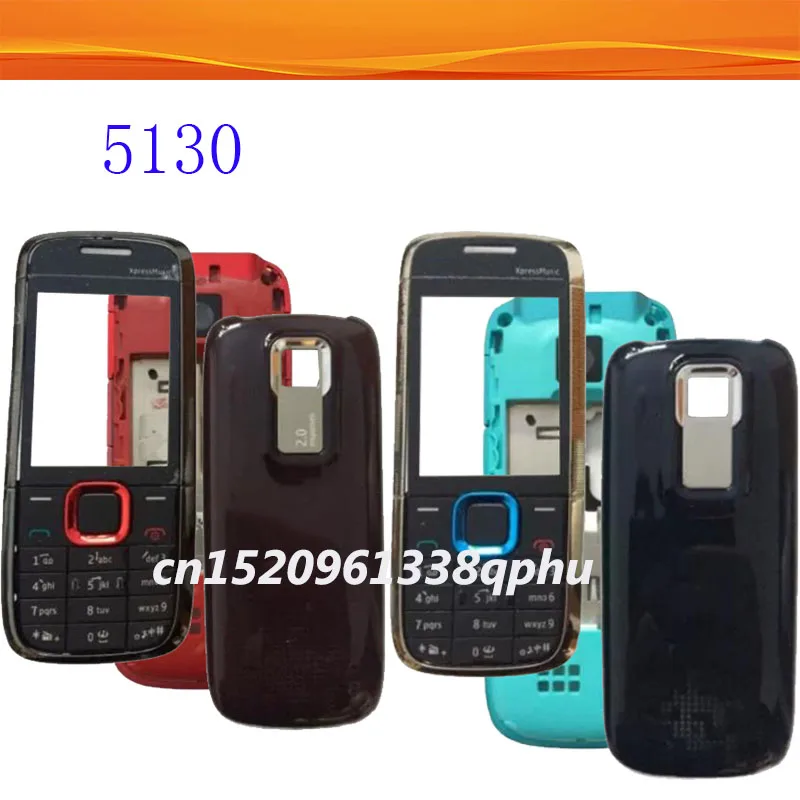 Carcasa completa para Nokia 5130 XpressMusic, marco frontal medio con panel táctil, cristal exterior + cubierta de la tapa de la batería + teclado