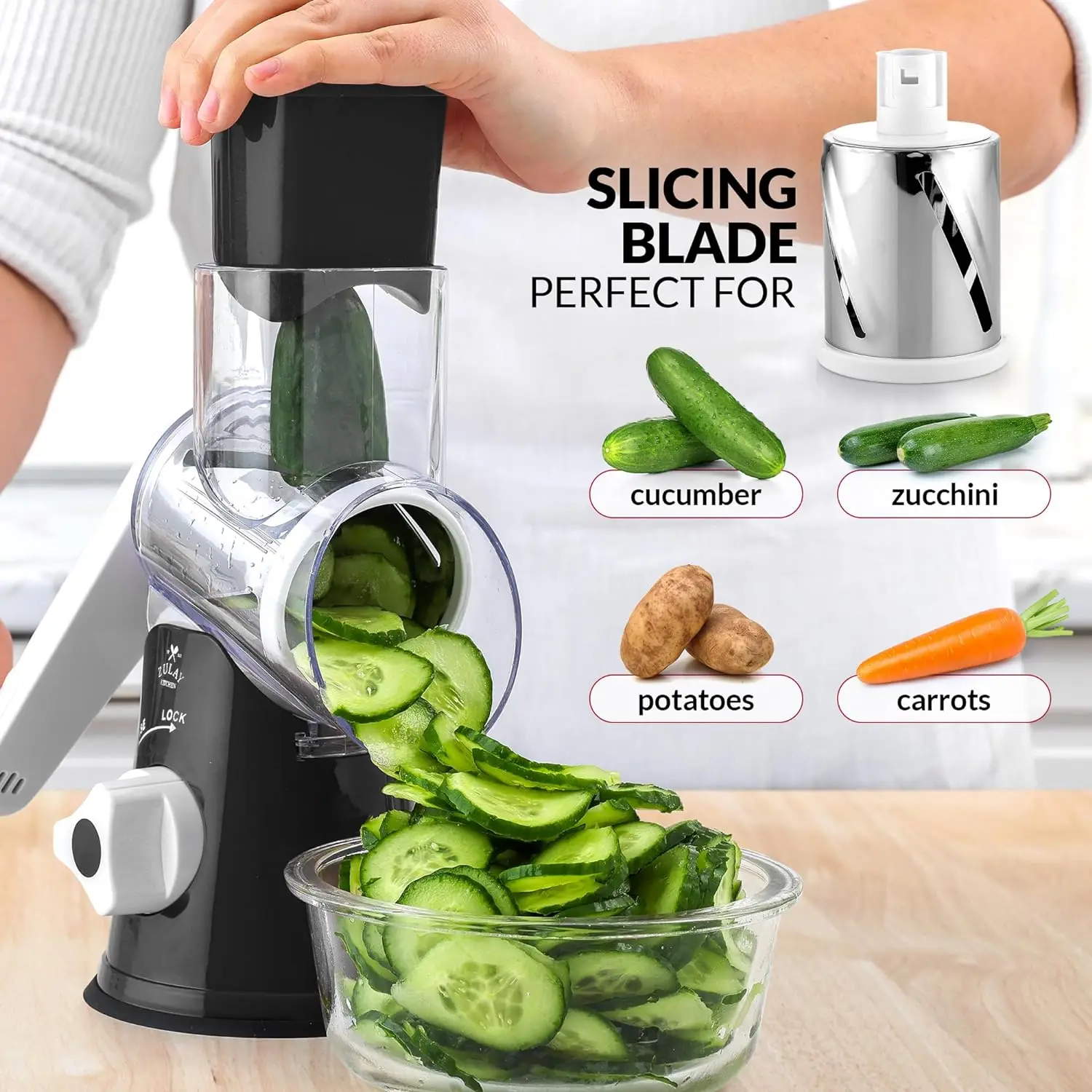 Rotary Cheese Grater Manual Vegetable Cutter Multi-function Fruit Slicer Nuts Grinder with Stainless Steel Blade Kitchen Gadgets