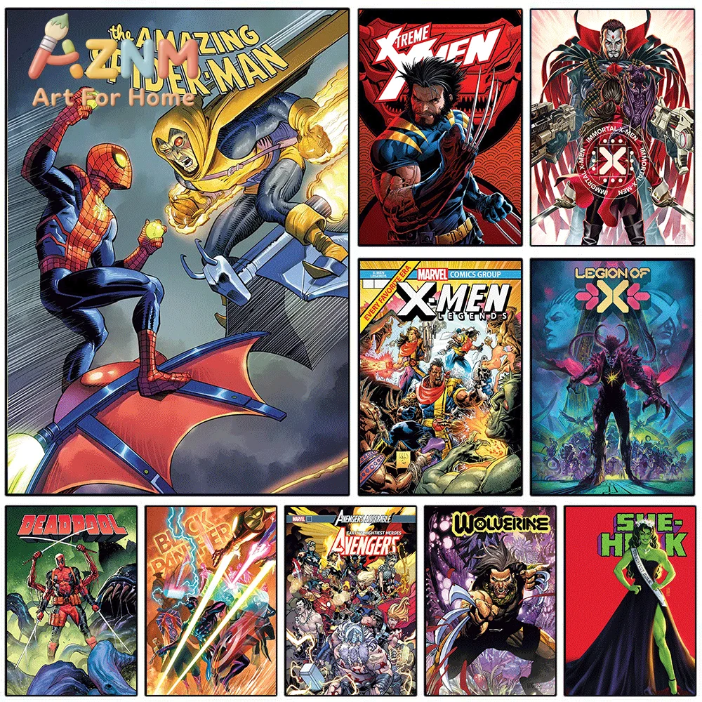 AZNM Amazing Spider Man X-Men Canvas Wall Art Unframed Print Home Wall Decor Poster Marvel Comic Superhero Fans Bedroom Decora
